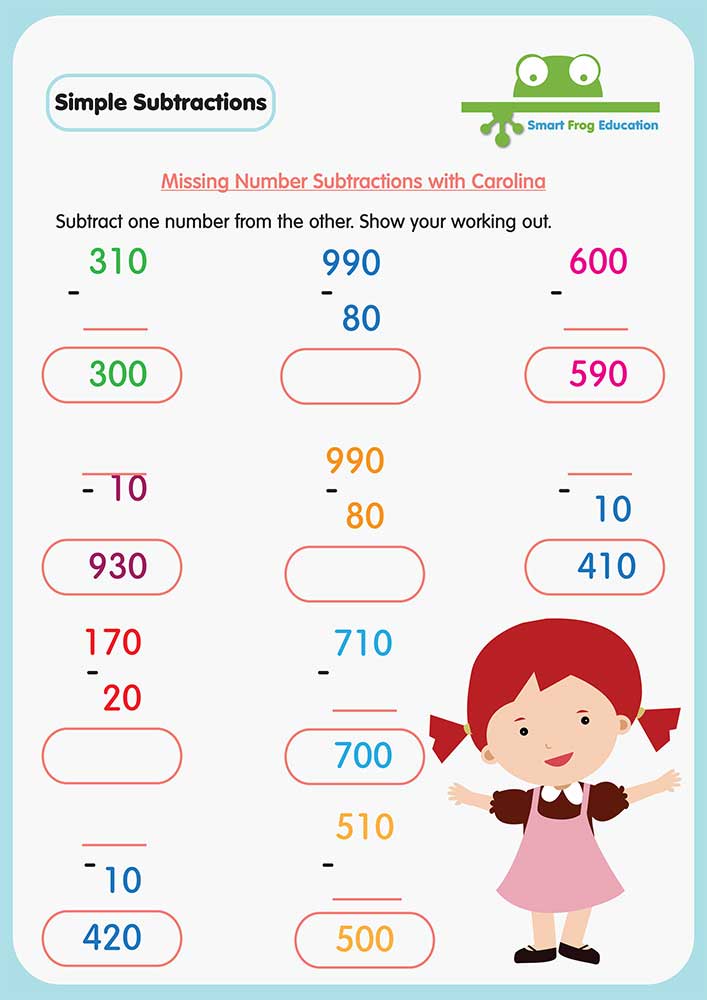 Missing Number Subtractions with Carolina