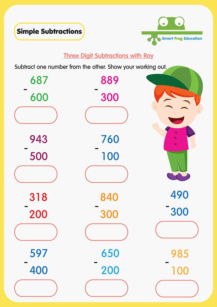 Three-Digit Subtractions with Ray