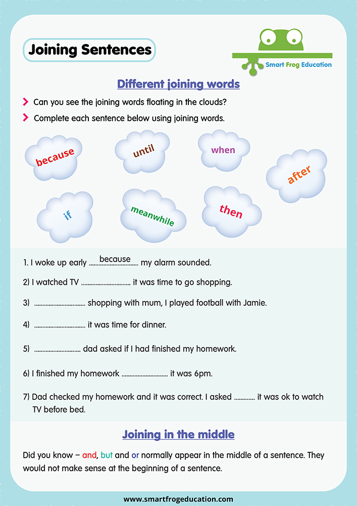 Joining Sentences With And Worksheets Grade 1